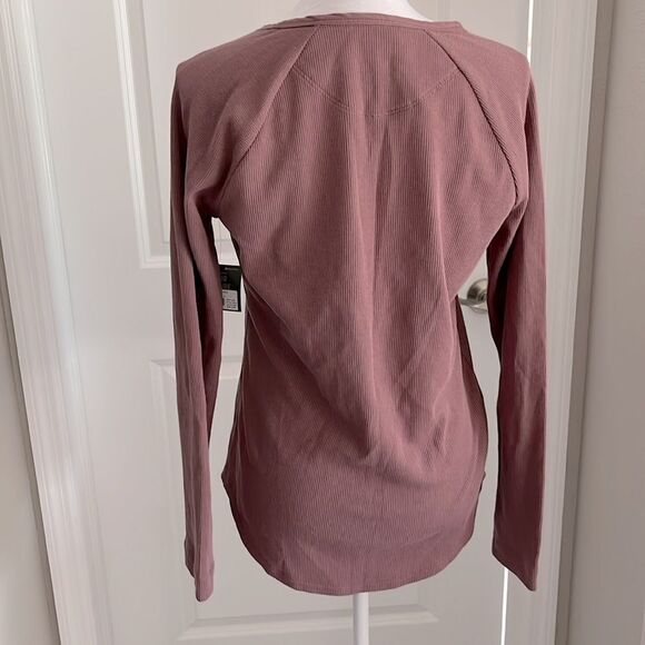 Eddie Bauer WR Stine’s Waffle Lace Rose  Rose Mauve Lace Detail Henley NWT SZ L - Picture 6 of 7